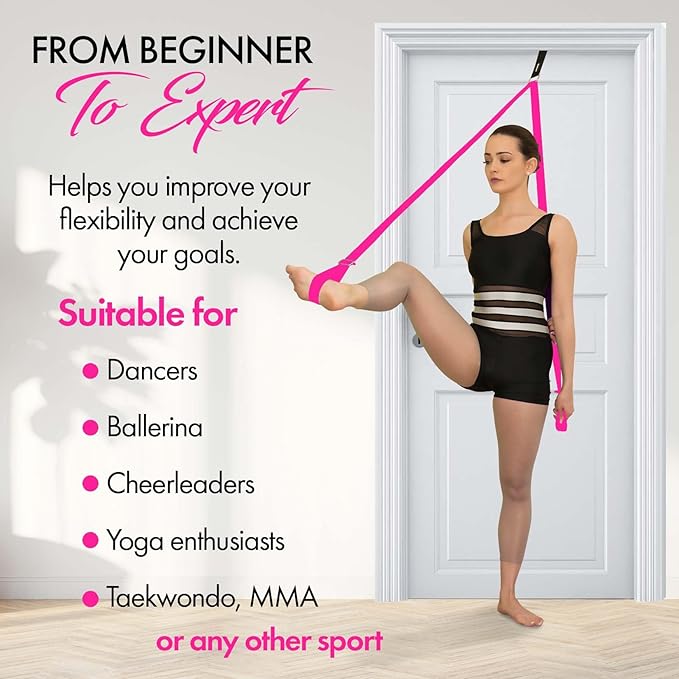 Stretching Strap With Door Anchor - Stretching Equipment to Improve Legs Flexibility - Splits Trainer For Home Ideal In Ballet, Dance, Cheerleading, Taekwondo, Yoga, Pole Dancing & Gymnastics - Bloomnest