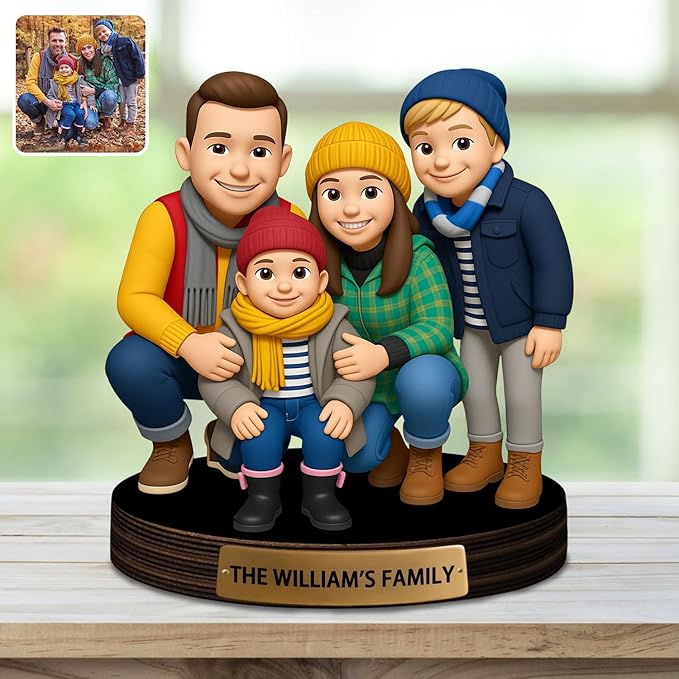 Custom Photo Cartoon Style Desk Decor Photo Frame Sign Plaque, Personalzied Cartoon Portrait Picture Frame for Couple Wedding Family Anniversary Birthday Gifts - Bloomnest