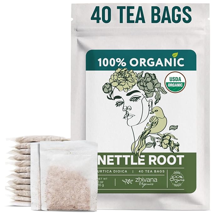 Organic Stinging Nettle Root Tea (40 Tea Bags) - Traditionally Used Herbal Tea for Men’s Health - Supports Prostate, Hormonal Balance & Energy - Té de Raíz de Ortiga - Bloomnest