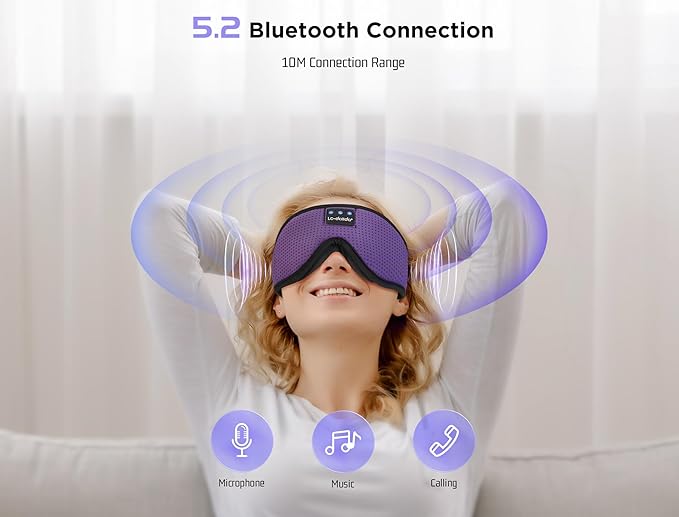 LC-dolida Sleep Mask with Bluetooth Headphones Bluetooth Sleep Mask Sleep Headphones,3D Eye Mask for Sleeping Mask Music Sleeping Headphones for Side Sleepers Meditation Gifts Gadgets for Men Women - Bloomnest