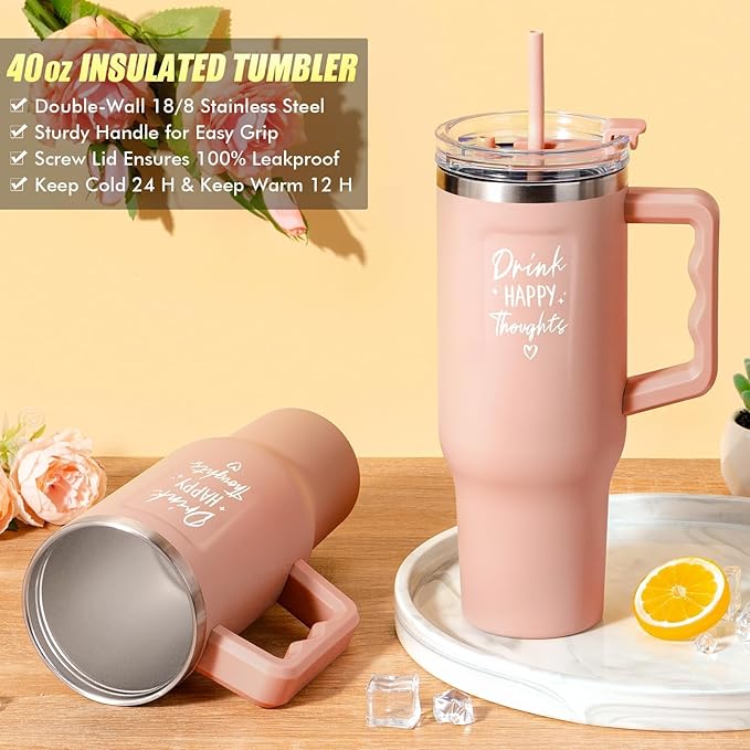 Birthday Gifts for Women Self Care Get Well Soon Gifts, Rose Relaxing Spa Gift Box Care Package Basket w/ Luxury Flannel Blanket 40 oz Tumbler, Valentines Day Gift for Her Wife Girlfriend Mom Sister