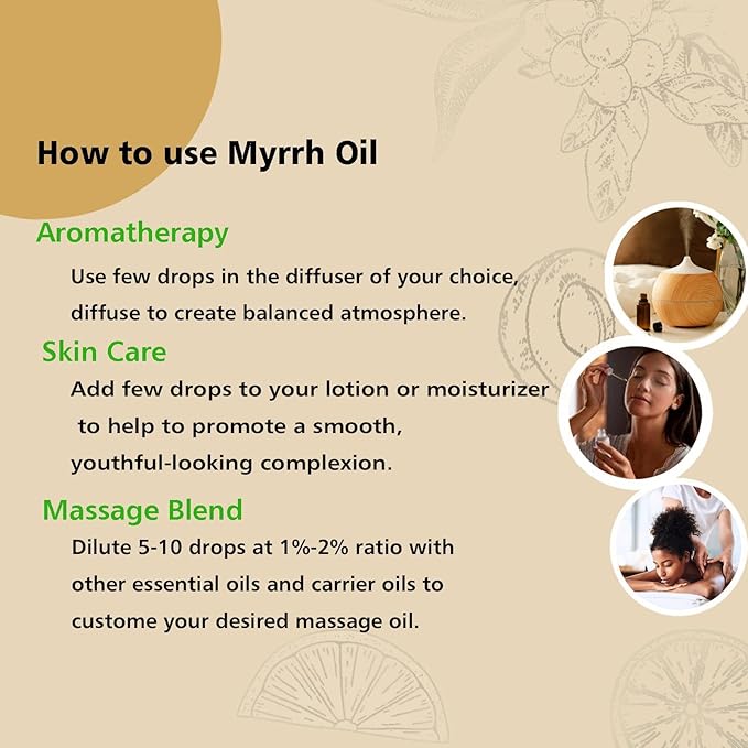 Myrrh Essential Oil, 100% Pure Myrrh Oil for Skin Care, Home Oil Diffuser, Homemade Recipes - 100ml - Bloomnest