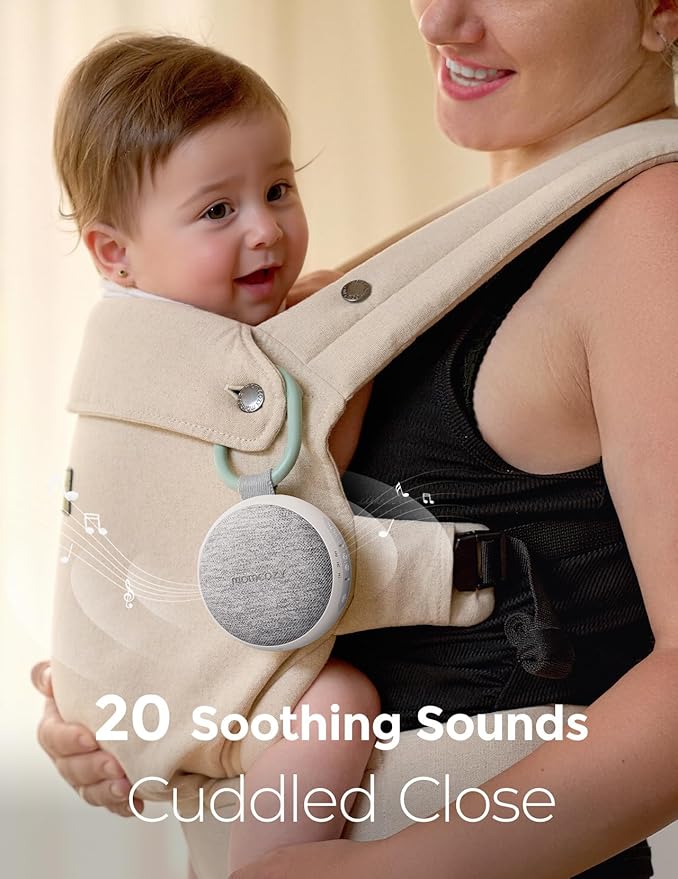 Momcozy Portable Sound Machine with Night Light, White Noise Sound Machine for Baby, 20 Soothing Sounds, Sound Therapy, Long-Lasting Power, Timer, Clips on Stroller, Baby Shower Gifts - Bloomnest