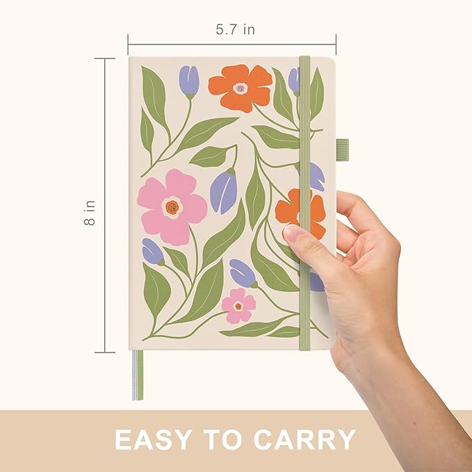 &And Per Se Dotted Journal Notebook, A5 Hardcover Bullet Dotted Journal, 160 Pages 100 gsm Thick Paper, 3 Sheets of Stickers Included - 5.7'' x 8'' (Botanical Floral) - Bloomnest