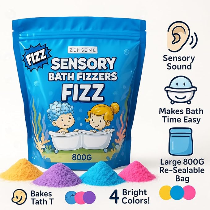 Bath Bombs for Boys - Bath Fizzies Kids Powder – 4 Fizzing Bath Colour Changing Bubble Powder for Children – Fun & Educational Bath Gift Set - Sounds and Sensory Fun - Bloomnest