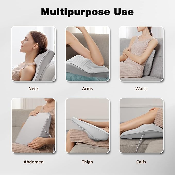 Boriwat Neck and Shoulder Massager with Heat, Shiatsu Massage Pillow with 3D Deep Tissue Kneading for Back Legs Foot Body Pain Relief,at Home Office Car, Gift for Mom & Dad - Bloomnest