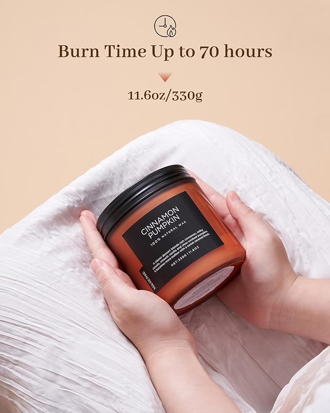 M&SENSE Cinnamon Pumpkin Fall Scented Candles for Home, 11.6oz Soy Natural Candles 70 Hours Long Lasting Slow Burning Autumn Candle Gifts for Thanksgiving - Bloomnest