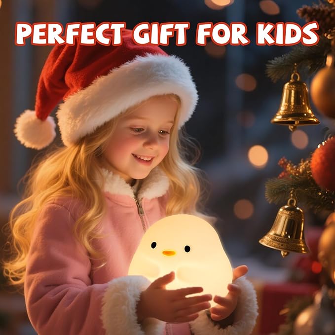 Cute Duck Night Light for Kids,Duck Squishy Lamp for Girls,Super Cute & Soft Touch Silicone Lamp for Bedrooms Nursery,Unique Kids Room Decor Gift Toy for Boys Girls Women(2 Levels) - Bloomnest
