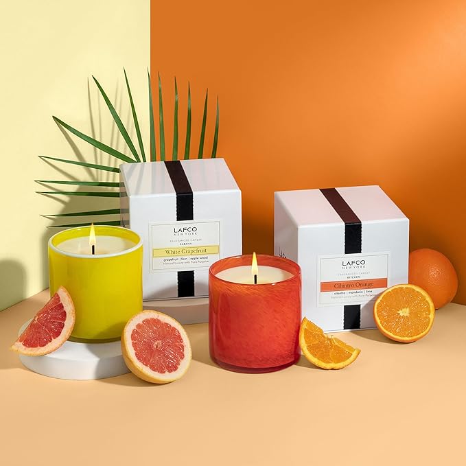 LAFCO New York Signature Candle, Cilantro Orange - 15.5 oz - 90-Hour Burn Time - Reusable, Hand Blown Glass Vessel - Made in The USA - Bloomnest