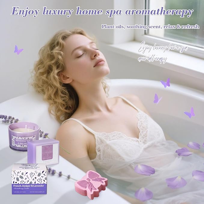 Birthday Gifts for Women Self Care Gifts Get Well Soon Gifts, Valentine's Day Gift Lavender Relaxing Spa Gift Basket Care Package, Gifts Box Thank You Gift for Mom Wife Girlfriend Friends Sisters - Bloomnest