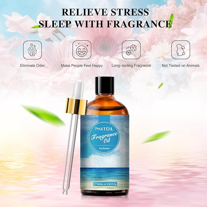 PHATOIL 3.38FL.OZ Sea Breeze Fragrance Oils for Aromatherapy, Essential Oils for Diffusers for Home, Perfect for Diffuser, DIY Candle and Soap Making, DIY Scented Products - 100ml - Bloomnest