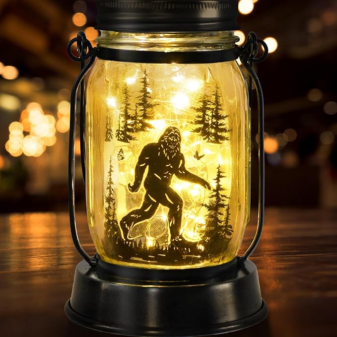 Bigfoot Gifts for Women/Men Bigfoot Solar Lanterns Mom Grandma Birthday Present Lantern Memorial Lights Solar Garden Decoration Outside for Yard, Patio,Backyard,Porch Torches - Bloomnest