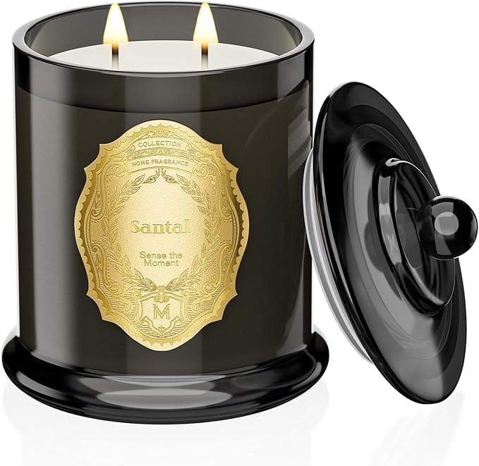 M&SENSE Santal Candles for Home Scented, 2 Wick 12.7oz Soy Wax Candles Non Toxic,70 Hours Long Burning,Luxury Candles Gift for Stress Relief, Meditation, Yoga - Bloomnest