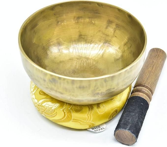 5 Inch Authentic Antique Old Tibetan Hand Hammared Singing Bowl from Nepal-Meditation Bowl,Healing Gold