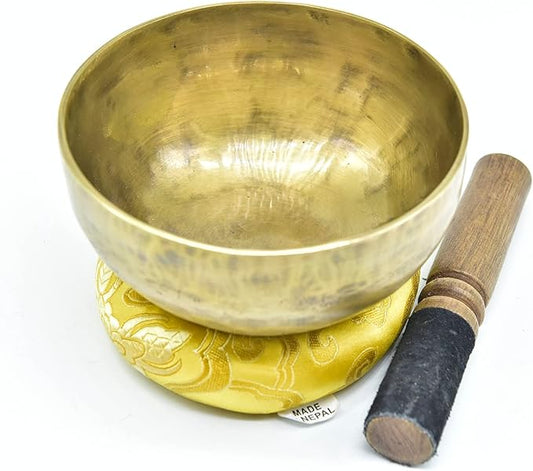 5 Inch Authentic Antique Old Tibetan Hand Hammared Singing Bowl from Nepal-Meditation Bowl,Healing Gold