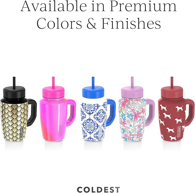 Coldest Tumbler with Handle and Coffee Lid - 100% Spill Proof Tumbler with Straw (3 Lids) - Stainless Steel Insulated Leakproof Tumblers for Women & Men - Cup Holder Friendly - 15 oz (The European) - Bloomnest