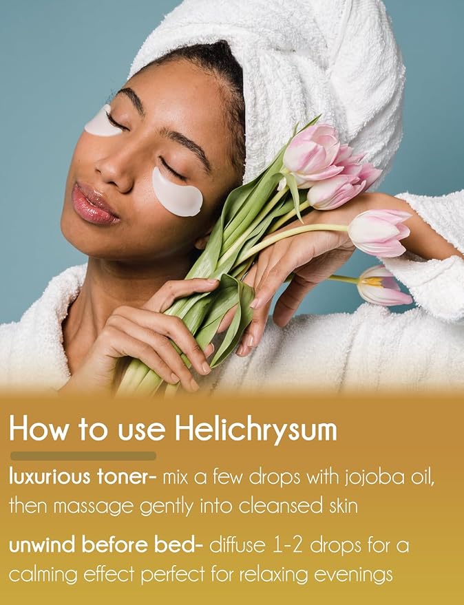 GreenHealth Helichrysum Essential Oil – 5 ml – 100% Pure & Natural – Therapeutic Grade – Amber Glass Bottle with Euro Dropper Greenals