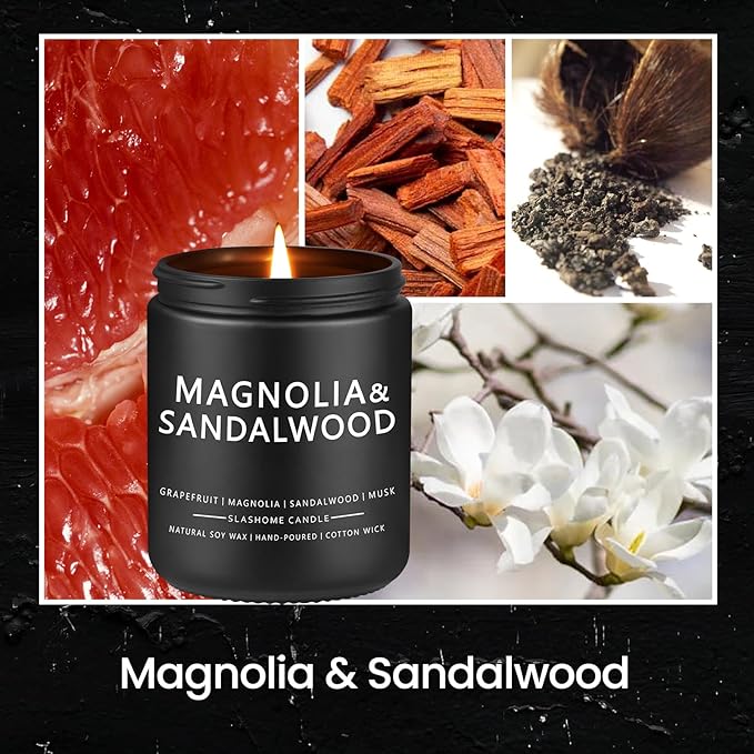 Candles for Men, Magnolia&Sandalwood Candle for Home Scented, 50+ Hour Lasting Candles, Soy Candle s Not Toxic, Perfect Gifts for Men-Birthday, Anniversary and Thanksgiving, etc., 7 Oz - Bloomnest