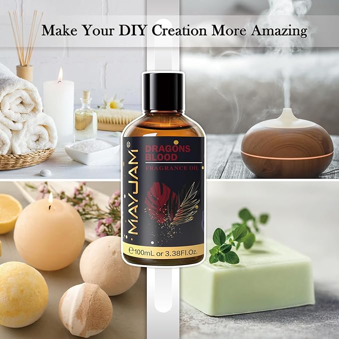 MAYJAM 100ML/3.38FL.OZ Dragons Blood Fragrance Oils with Glass Dropper, Essential Oils for Diffusers for Home, Long Lasting Scented Oils for Diffusers Soap Candle Making - Bloomnest