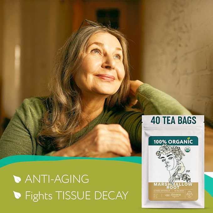 Organic Marshmallow Root 40 Tea Bags – Althaea Officinalis Herbal Tea - Support Throat & Digestive Comfort – Caffeine-Free, Non-GMO - Bloomnest