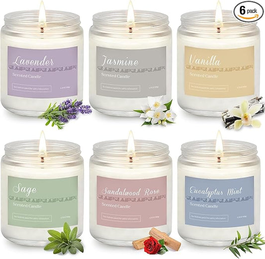 6 Pack Candles for Home Scented Aromatherapy Candles Gifts Set for Women, Lavender Candle, 37.8 oz 300 Hour Long Lasting Candles, Stocking Stuffers, Birthday, Valentine, Christmas, Anniversary Present - Bloomnest