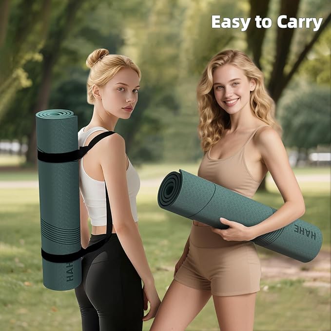 Yoga Mat High Density Exercise Mat, 76"x32"x0.27"Thick Wide & Large Yoga Mat for Women Men, Professional POE Workout Mat for Yoga, Pilates, Fitness & Stretching - Bloomnest
