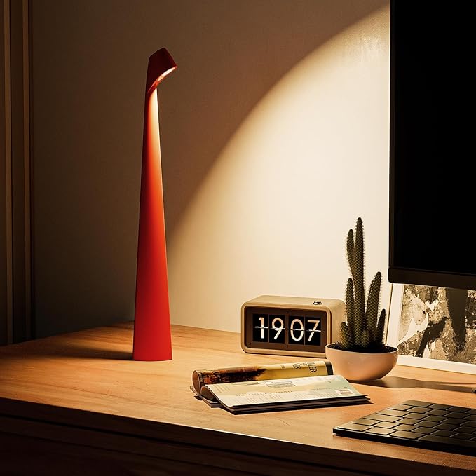 Table Lamps Cordless Rechargeable Battery Light, LED Desk Lamps Outdoor Portable Touch Lamps, Operated Wireless Portable Lamp. (Red) - Bloomnest