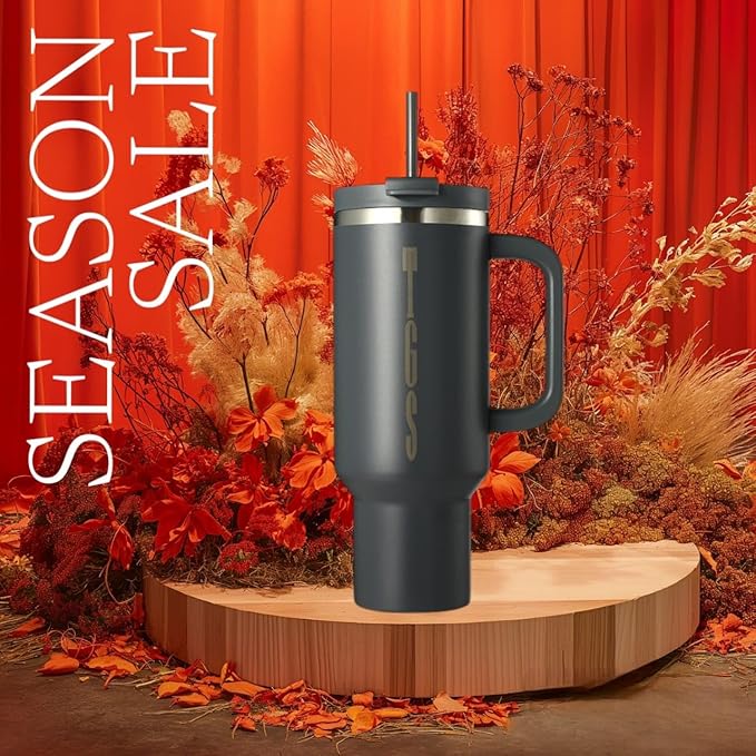 Stainless Steel Insulated Tumbler with Handle Lid and Straw, 40oz Keeps Drinks Cold for 12 Hours or hot for 8 Hours, Vacuum Insulated Water/Coffee/Tea Bottle for Home/Office/Car/Travel-Gift - Bloomnest