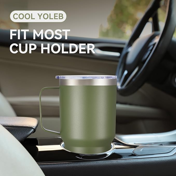 30 oz Tumbler with Handle and Lid, Stainless Steel Tumblers Bulk Double Wall Vacuum Insulated Travel Mug Leak Proof Cup Keep Drinks Cold and Hot Army Green, 8 Pack - Bloomnest