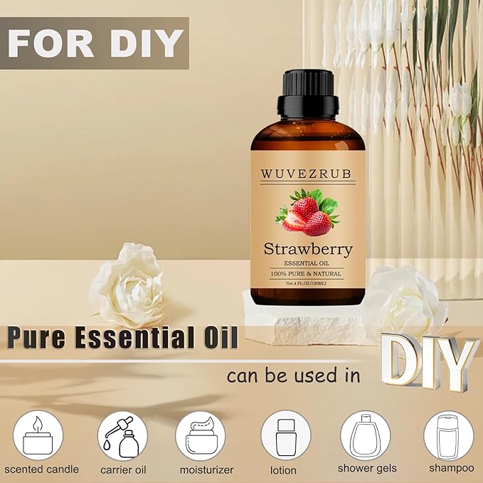Strawberry Essential Oils, 120ML Pure and Natural Essential Oil for Aromatherapy Diffuser - Strawberry /4 Fl Oz - Bloomnest