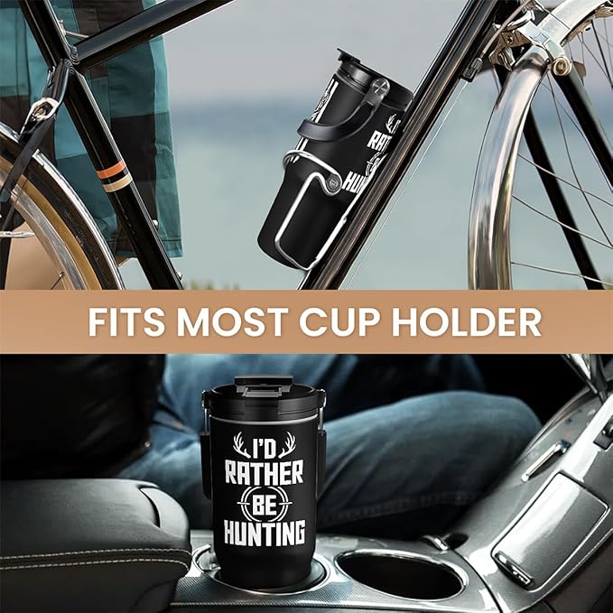 SANDJEST Hunting Gift for Men, Deer Hunting Tumbler with Handle, 30oz Flip Straw Stainless Steel Insulated Coffee Travel Cup, Gifts for Hunter Dad Grandpa on Birthday Christmas Fathers Day - Bloomnest