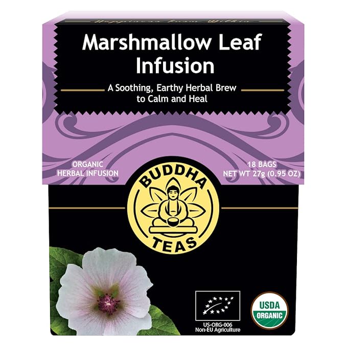 Buddha Teas - Marshmallow Leaf Tea - Herbal Tea - For Health & Wellbeing - With Flavonoids, Magnesium, Calcium & Iron - Clean Ingredients - Caffeine Free - OU Kosher - 18 Tea Bags (Pack of 1) - Bloomnest
