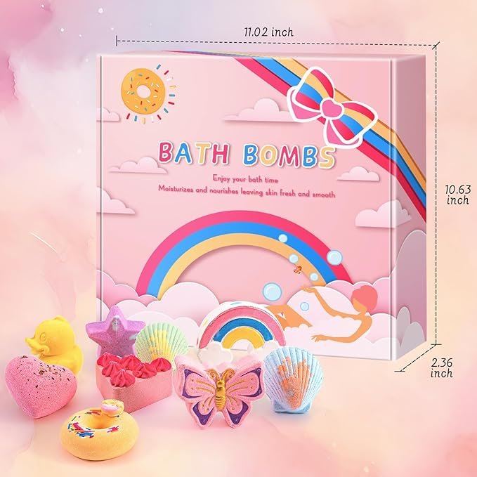 9XXL Bath Bombs Gifts Set, BusyMouth 9pc Kids Bath Bombs with Surprise Toys | Non-Toxic Bubble Bath | Birthday Gift Set for Girls & Boys Ideal Gift for Mother's Day Valentines - Bloomnest