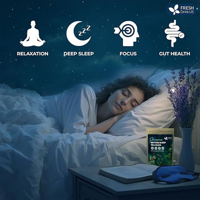 FreshDrinkUS, Premium 75 Tea Bags Better Sleep Herbal Tea | Special Herbal Sleep Tea, Caffeine-Free Loose Leaf Blend with Spearmint Leaves, Lemongrass Leaves, and Hawthorn Berry – Naturally Refreshing and Aromatic. - Bloomnest