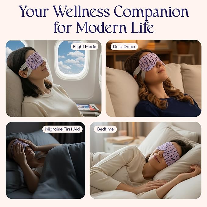 Fomin Self Heating Eye Mask - 20 Pack - Lavender Heated Eye Mask Warm Compress for Eyes, Disposable Self Heating Steam Mask for Home, Sleep, Spa, Travel Essentials & Relaxation Gifts for Women - Bloomnest