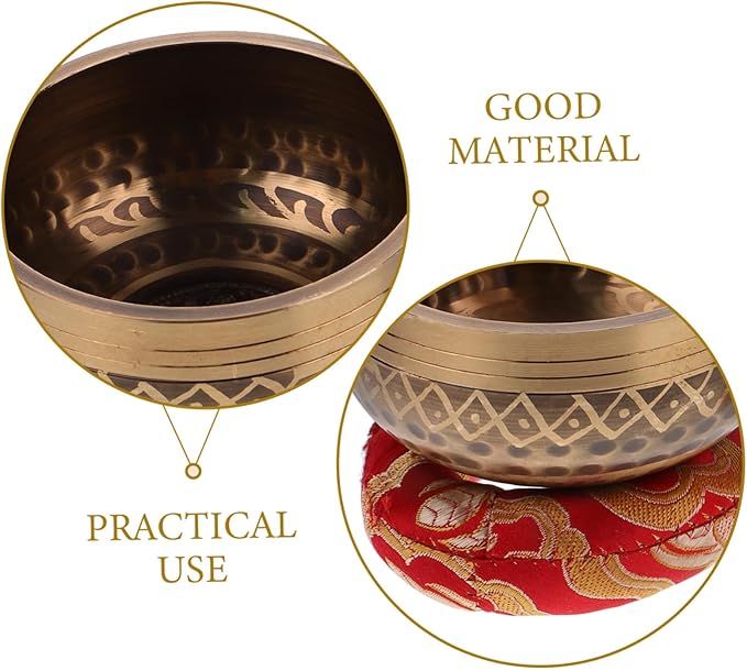 BESPORTBLE 1Set Singing Bowl with Wooden Mallet Handicraft Sound Bowl for Meditation Home Decor and Relaxation Durable Multi Purpose Decorative Bowl - Bloomnest