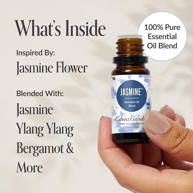 Edens Garden Jasmine Essential Oil Blend – 100% Pure Premium Grade, Natural & Synthetic-Free, Undiluted for Hair Care, Home Diffusers, Skin, Aromatherapy, Massage & Humidifiers 10 ml (.33 fl oz) EdensGarden