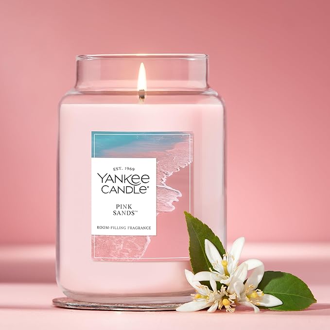 Yankee Candle Pink Sands Scented Candle, 22oz Large Jar with up to 150 Hour Burn Time, Giftable, Birthdays - Bloomnest