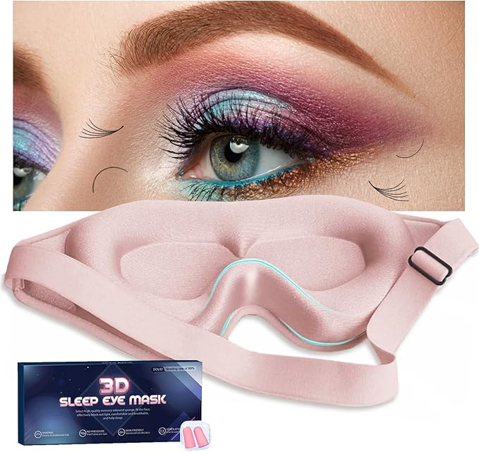 Sleep Mask for Women Eyelash Extension, Eye Mask for Lash Extensions No Pressure 3D Contoured Lash Extension Sleep Mask, Block Out Light Sleep Protector Eye Shade Cover for Travel Yoga Nap - Bloomnest