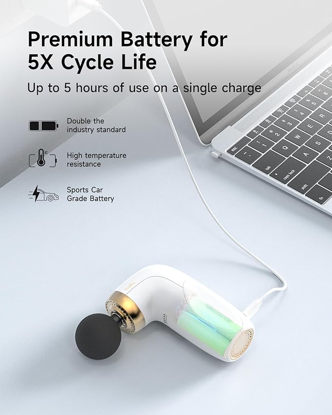 A1 Super Mini Massage Gun, Percussion Deep Tissues Muscle Massager, Compact Sports Travel Massage Gun, Portable Handheld Massager for Office Gifts for Him/Her, Home, Athletes(White) - Bloomnest