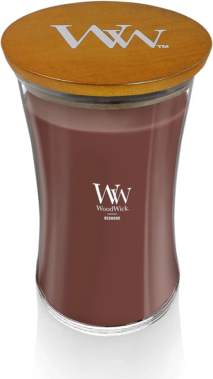 WoodWick Redwood Holiday Candle Gifts for Women and Men, 21.5 oz Large Hourglass Candle with Crackling Wick - Bloomnest