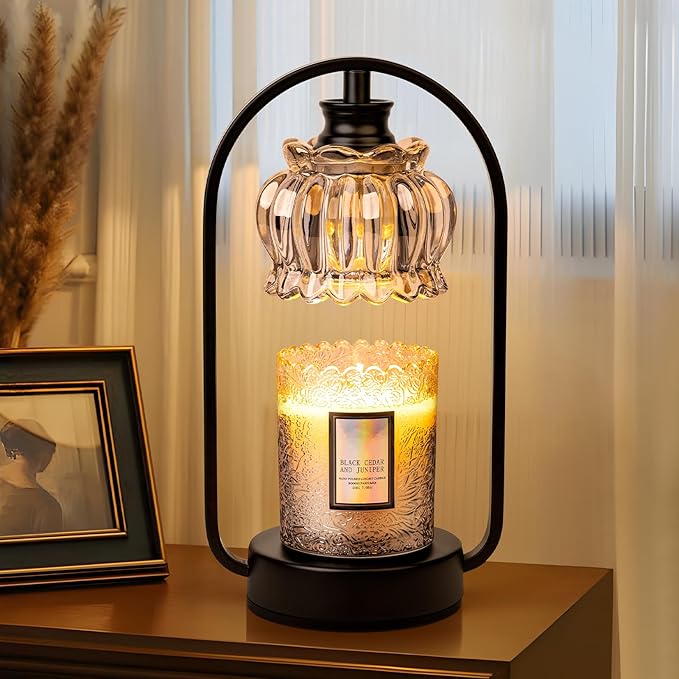 Candle Warmer Lamp, Electric Light with Timer Dimmer Clear Flower Shape Wax Melt Warmer for Birthday, Mothers Day, House Warming Gift (Includes 2 Bulbs) - Bloomnest