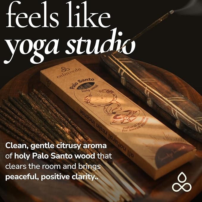 Smudge Palo Santo Sticks Incense - for Energy Cleansing Protection Incense (24+ Sticks, 9 inches) Thick Natural Incense with Real Peru Palo Santo Resin |Inciensos para Sacar Malas Energias CalmvedaIncenseAromatherapy