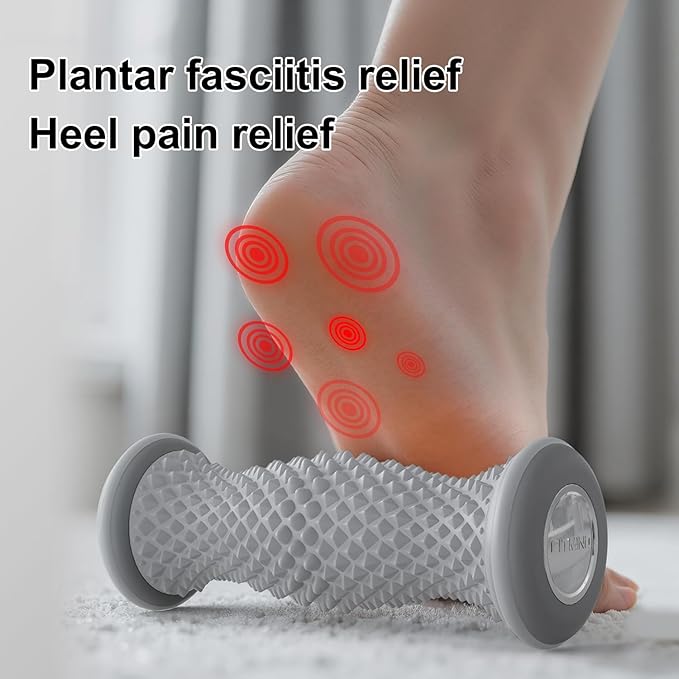 Foot Roller Massager for Plantar Fasciitis, Arch and Heel Pain Relief，Portable and Silence, Deep Tissue Foot Massager Roller Tool to Improve Circulation and Relieve Tension-Grey - Bloomnest
