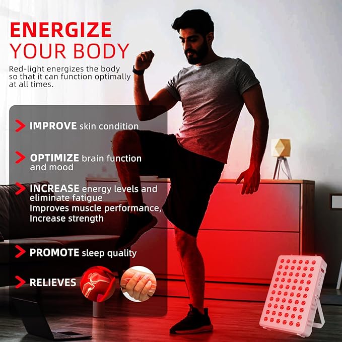 Red Light Panel for Body and Face, 660nm Red 850nm and Near Infrared, Remotcontrol 60 LEDs Red Light Therapy Panel, Used to Promote Sleep, Improve The Body, Relieve Muscle Fatigue (E-300-Wtite) SCESFU