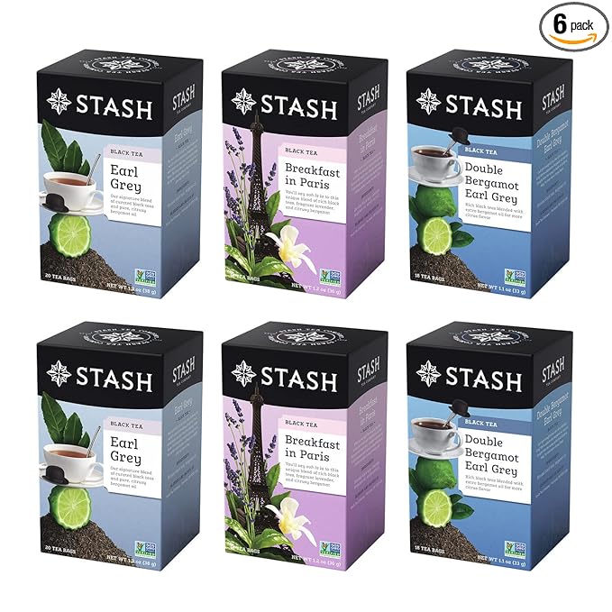 Stash Tea 6 Flavor The Earls Earl Grey Tea Assortment, 6 Boxes of 18 20 Tea Bags Each - Bloomnest