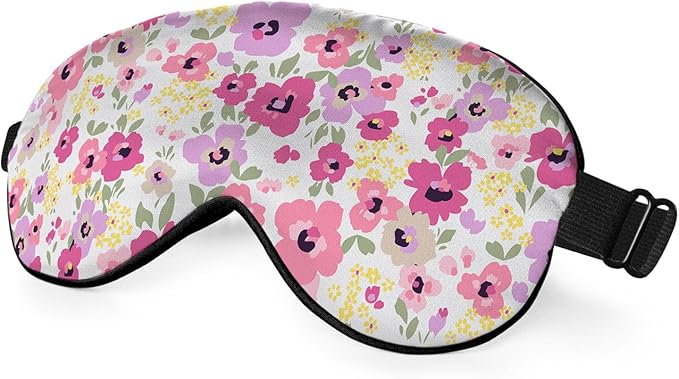 Pink Flowers Sleep Mask Eye Mask Beautiful Spring Floral Sleep Mask Light Blocking Adjustable Smooth Soft Eye Masks for Women Deep Rest Travel - Bloomnest