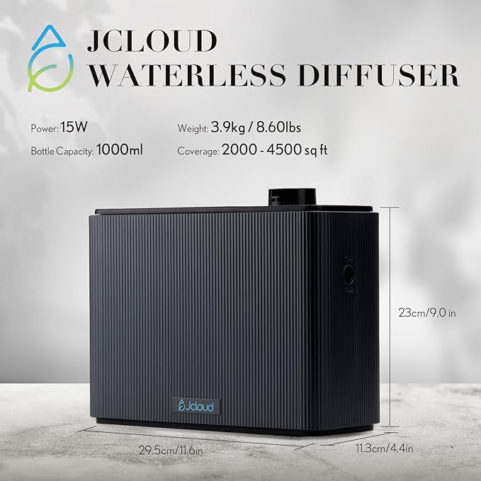 JCLOUD Smart Scent Air Machine 1000ML, Hotel Scent Diffuser Cover Up to 4500 Sq. Ft., Waterless Cold Air Diffuser for Home, Aromatherapy Diffuser for Essential Oils Large Room, Dimgray - Bloomnest