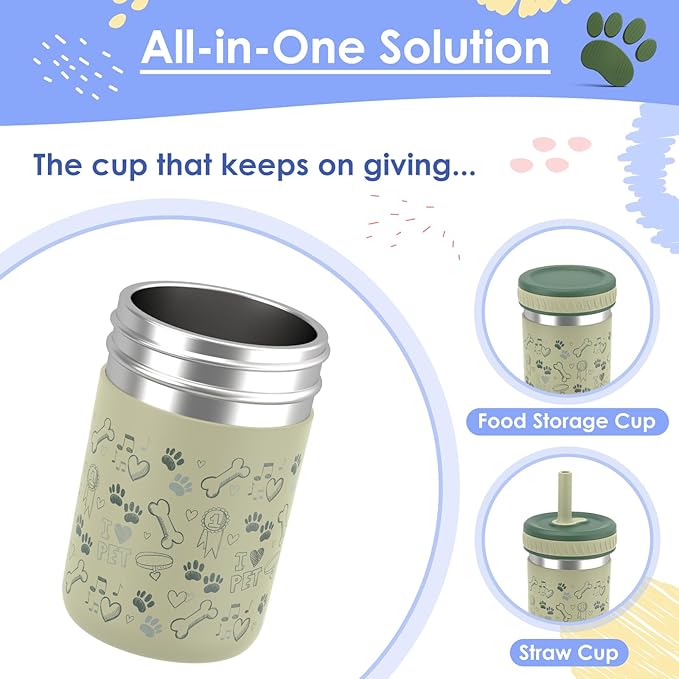 Sursip Toddlers Sippy Cups Stainless Steel Kids Cups with Straws and Lids | Spill-Proof Tumbler Drinks & Snacks, Smoothie Cups, BPA-Free, Dishwasher Safe,2 Packs - Bloomnest