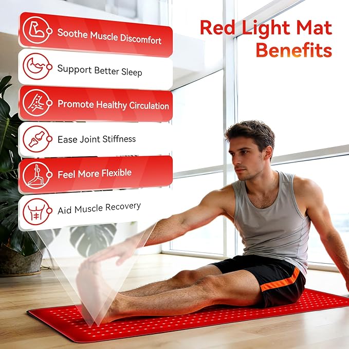 640 LEDs Red Light Therapy Mat for Full Body, 38" x 23.6" TPU Infrared Light Therapy, 3-in-1 LEDs (660nm & 850nm) Premium Foldable Mat with Timer Controller & Pulse Modes for Home Use, 48W Xefinic